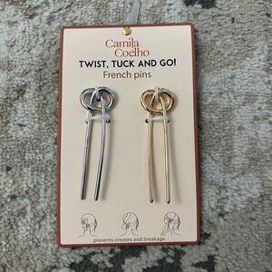 Camila Coehlo Set of 2 Gold & Silver French Twist Pins Brand New